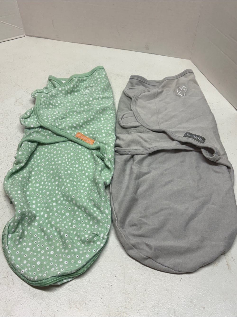 SwaddleMe Two-Pack Sleep Sacks in Mint Green Floral & Gray